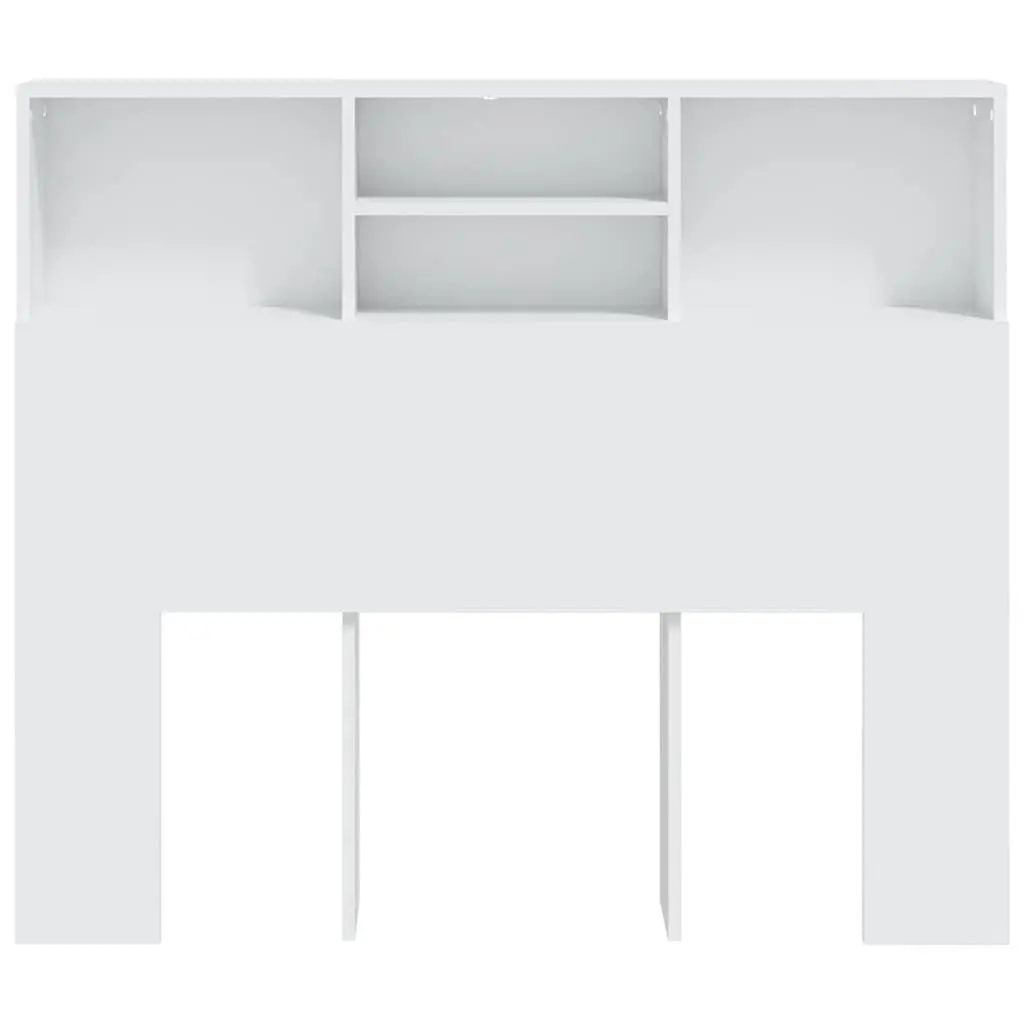 Headboard Cabinet White 120cm Engineered Wood Bedroom Wall Storage Organiser with Compartments