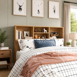 Wall-Mounted Headboard Cabinet 120cm Storage Solution