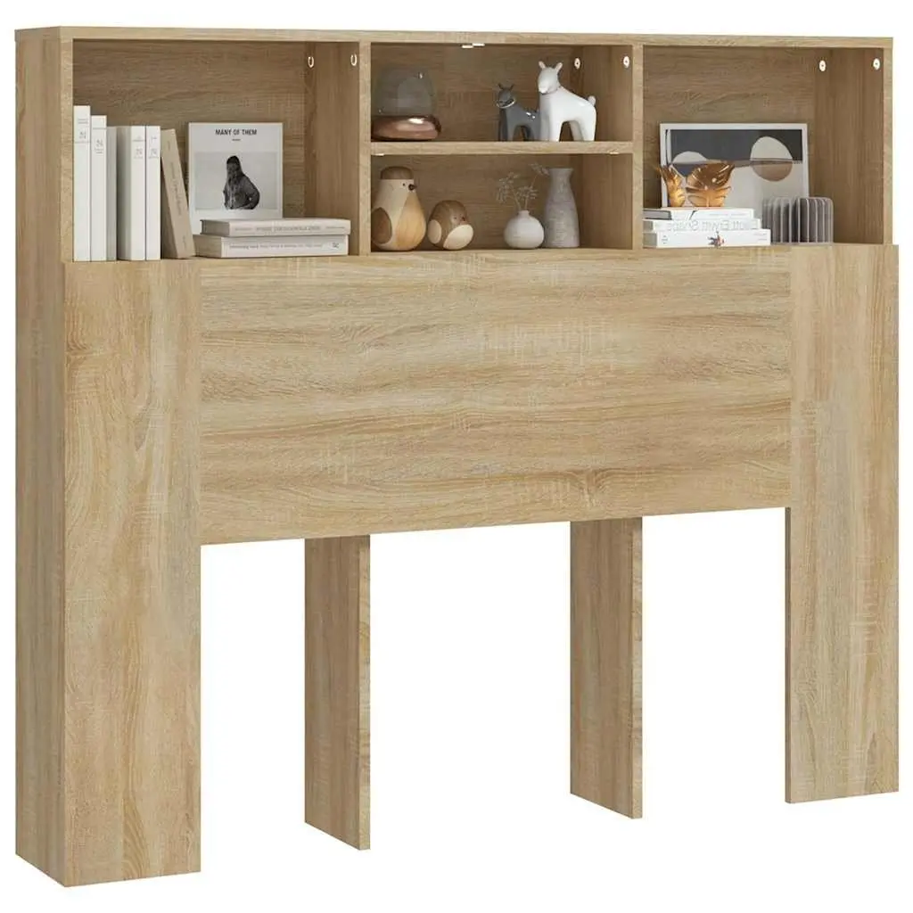 Headboard Cabinet 120cm Wall-Mounted Bedroom Storage Bookcase with Compartments