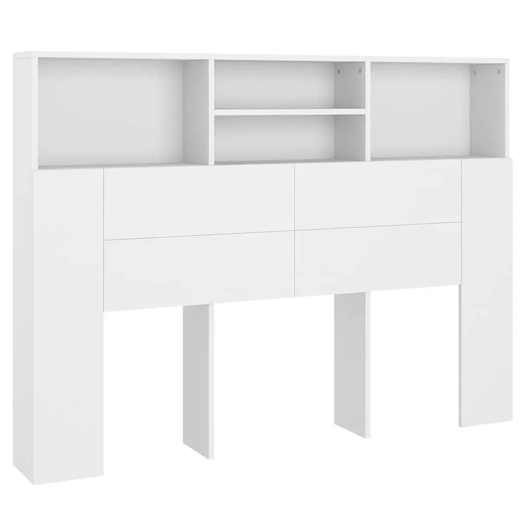 White Wall-Mounted Headboard Cabinet for Bedroom Storage