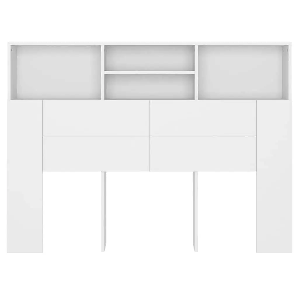 White Wall-Mounted Headboard Cabinet for Bedroom Storage