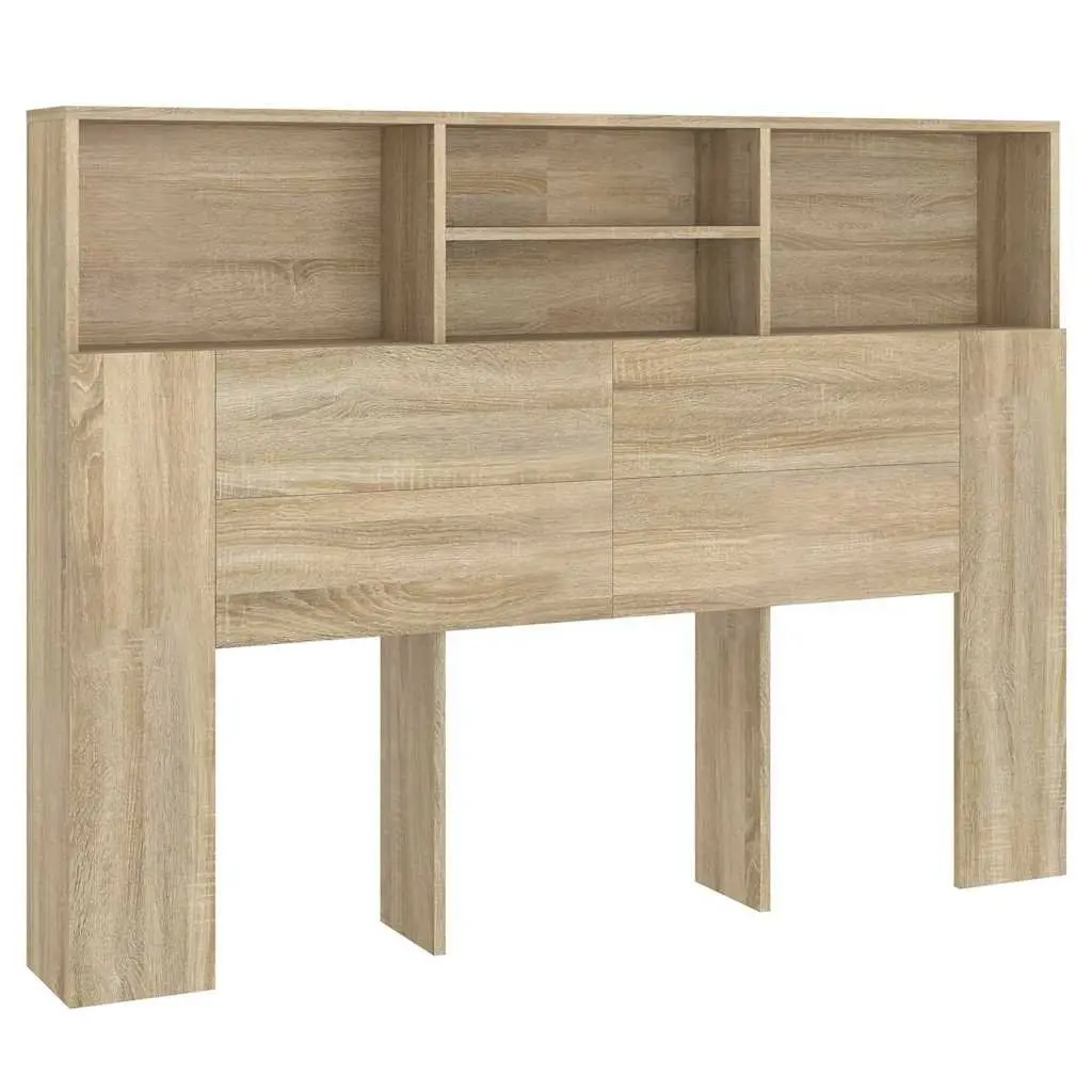 Brown Wall-Mounted Headboard Cabinet for Bedroom Storage