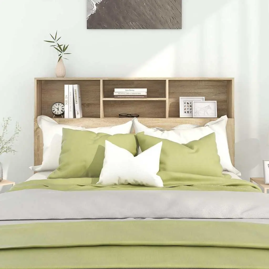 Brown Wall-Mounted Headboard Cabinet for Bedroom Storage