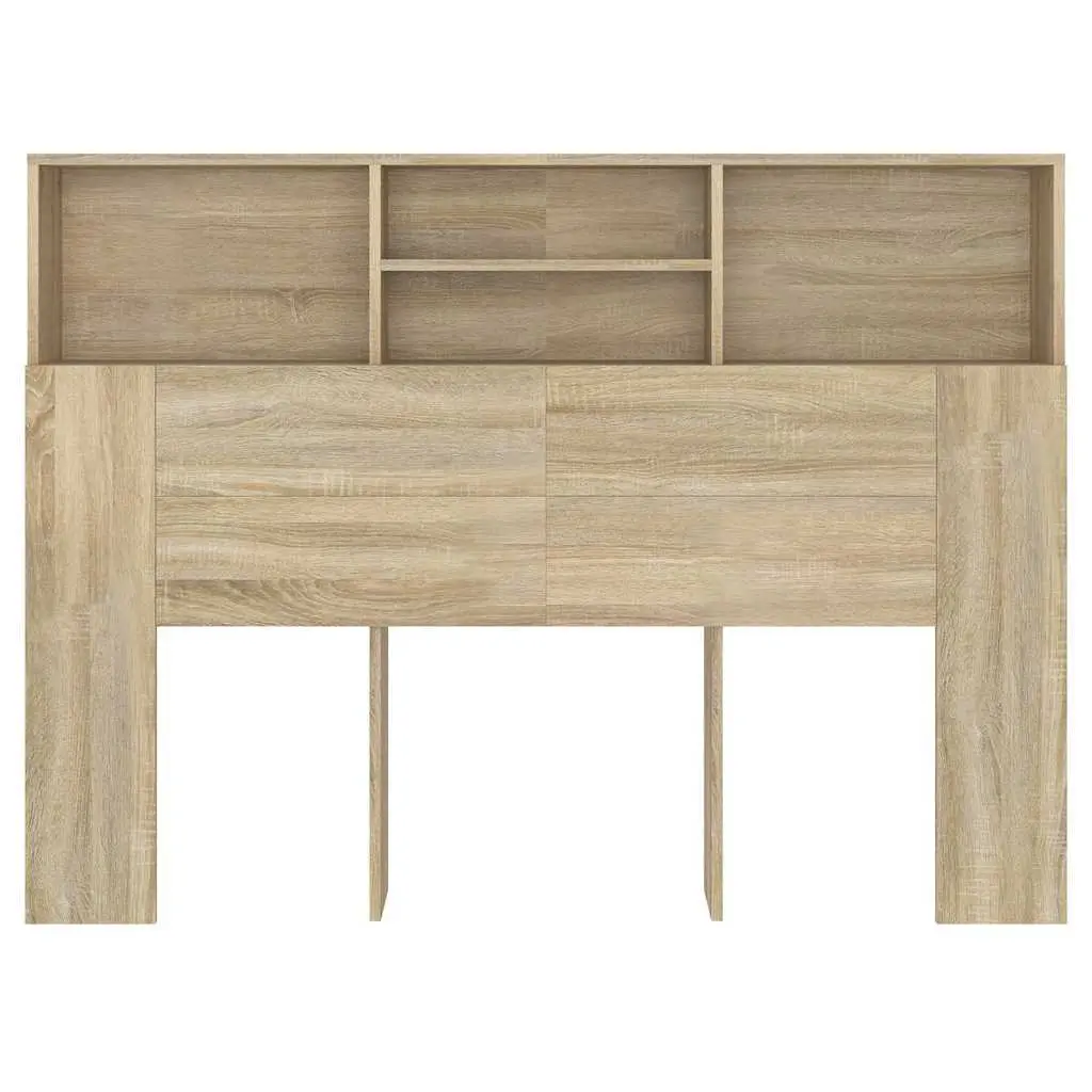 Brown Wall-Mounted Headboard Cabinet for Bedroom Storage