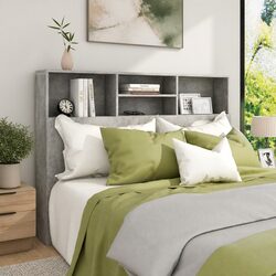 Grey Headboard Cabinet 140cm Bedroom Storage Unit