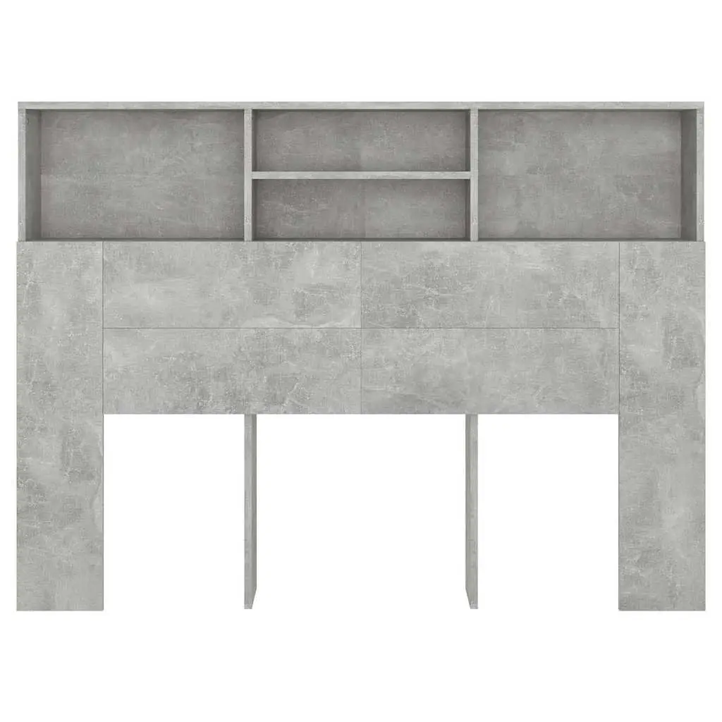 Grey Headboard Cabinet 140cm Bedroom Storage Unit