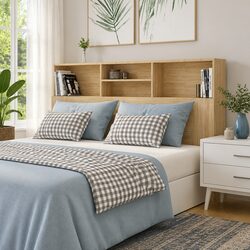 Brown 160cm Headboard Cabinet for Bed Storage
