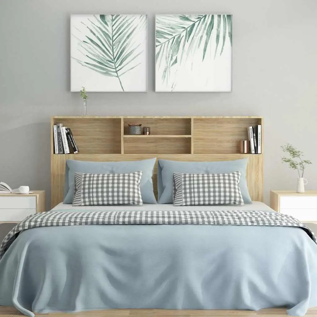 Brown 160cm Headboard Cabinet for Bed Storage