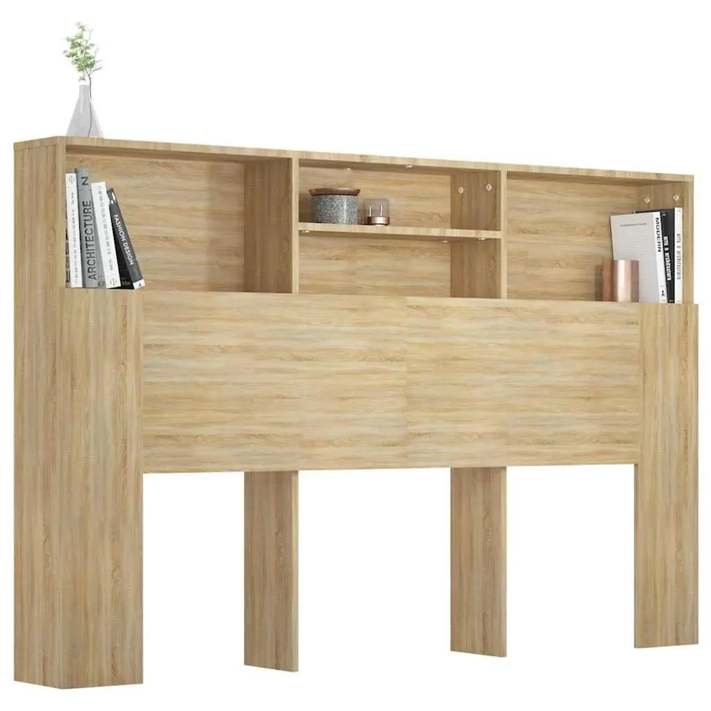 Brown 160cm Headboard Cabinet for Bed Storage