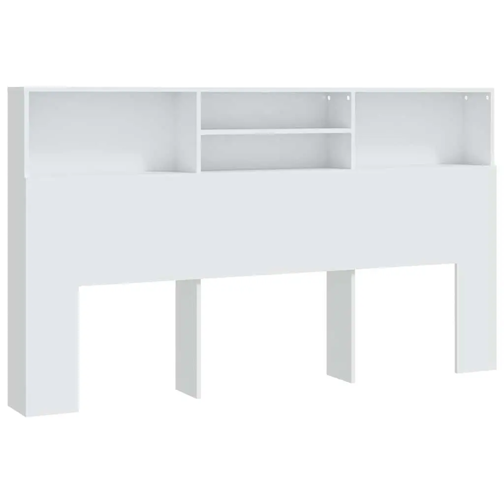 Headboard Cabinet White 180cm Engineered Wood Wall Mounted Storage Bookcase with Compartments