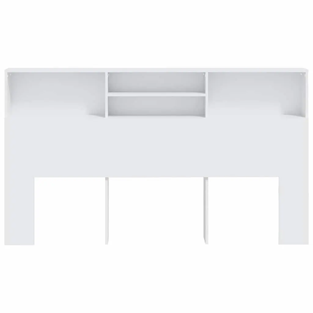 Headboard Cabinet White 180cm Engineered Wood Wall Mounted Storage Bookcase with Compartments