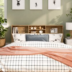 Brown Headboard Cabinet 180cm for Bedroom Storage