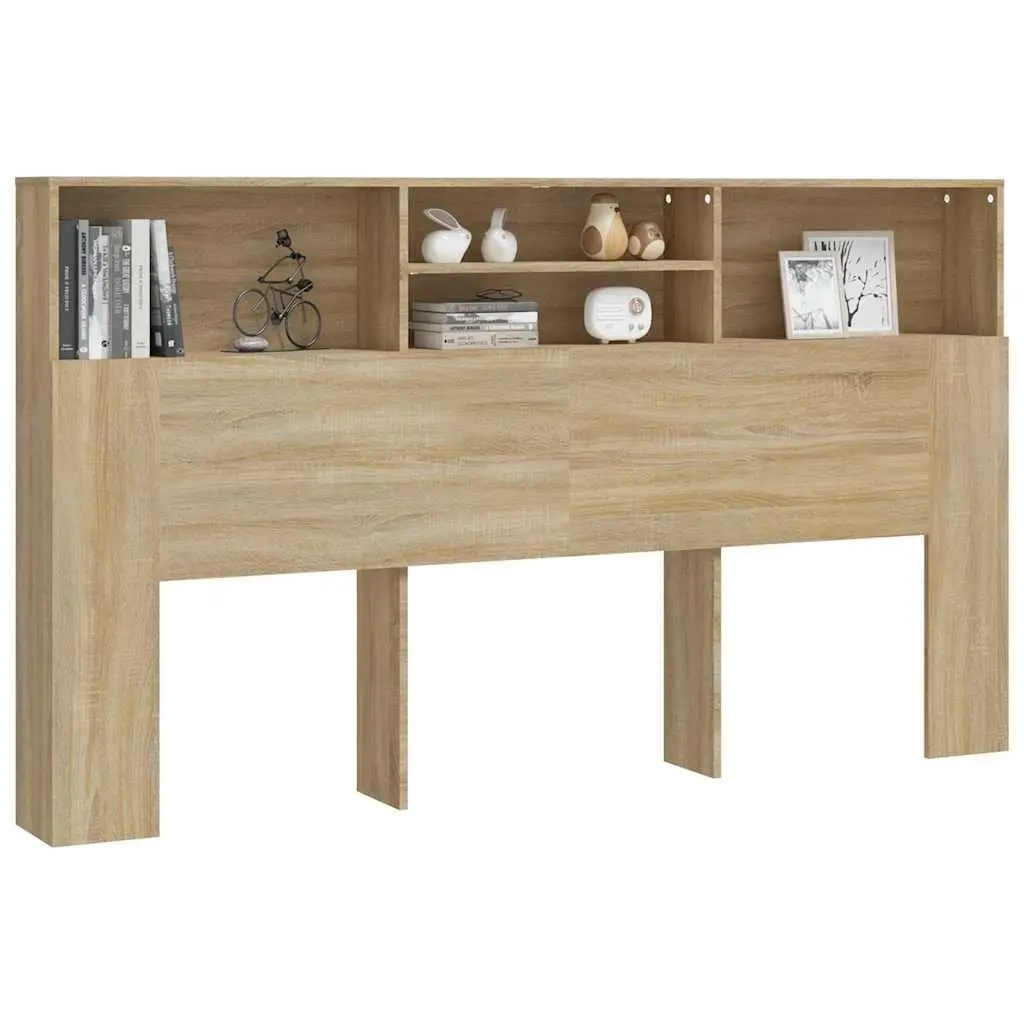 Headboard Cabinet Brown 180cm Engineered Wood Bedroom Storage Nightstand Furniture