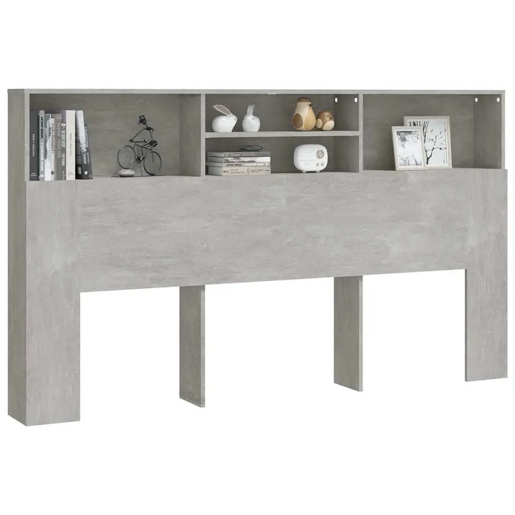 Grey Wall-Mounted Headboard Cabinet for Bedroom Storage