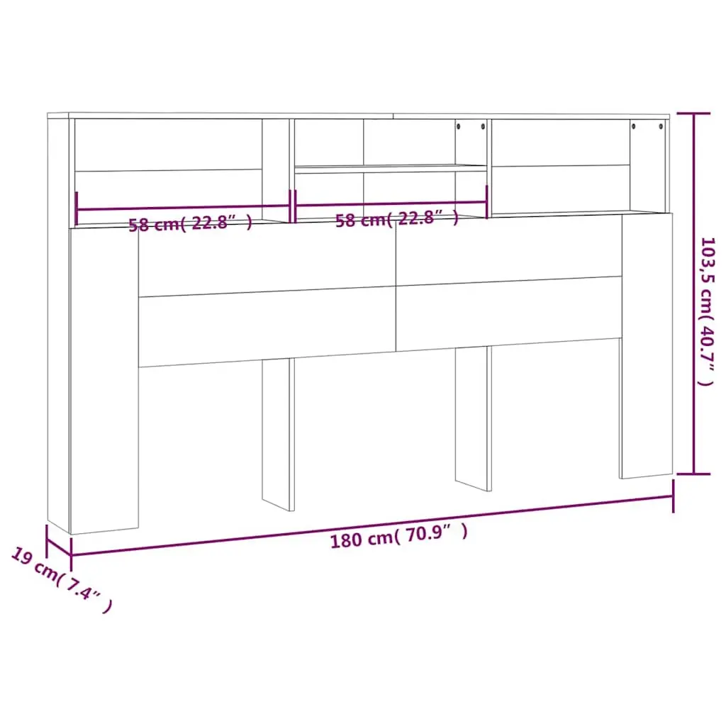 Grey Wall-Mounted Headboard Cabinet for Bedroom Storage