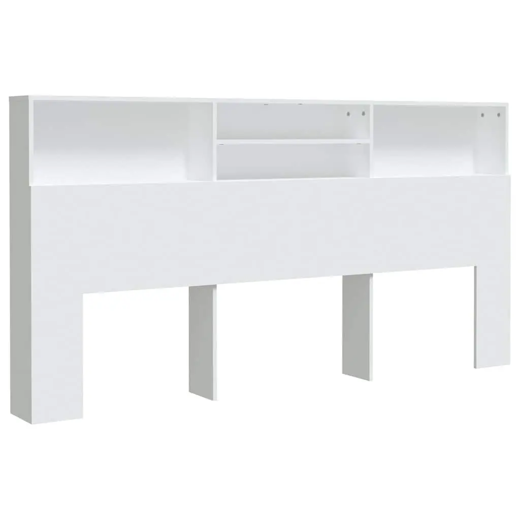 Headboard Cabinet Wall-Mounted 200 cm White Engineered Wood Storage Furniture