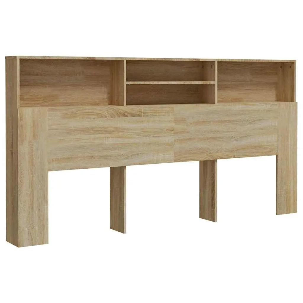 Headboard Cabinet Sonoma Oak 200cm Engineered Wood Brown Bedroom Storage Furniture