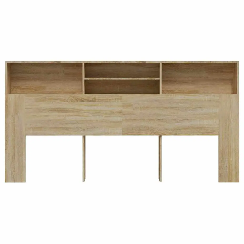 Headboard Cabinet Sonoma Oak 200cm Engineered Wood Brown Bedroom Storage Furniture