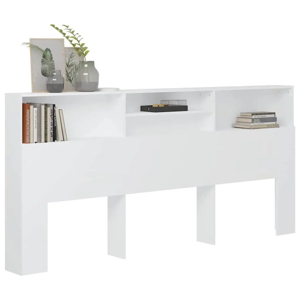 White Headboard Cabinet for Bedroom Storage