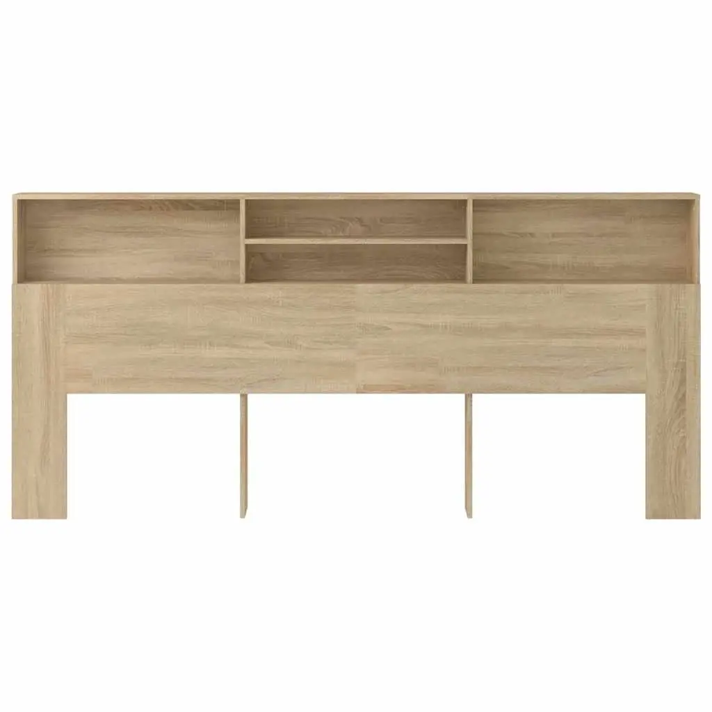 Headboard Cabinet Brown 220cm Wall-Mounted Engineered Wood Bedroom Storage