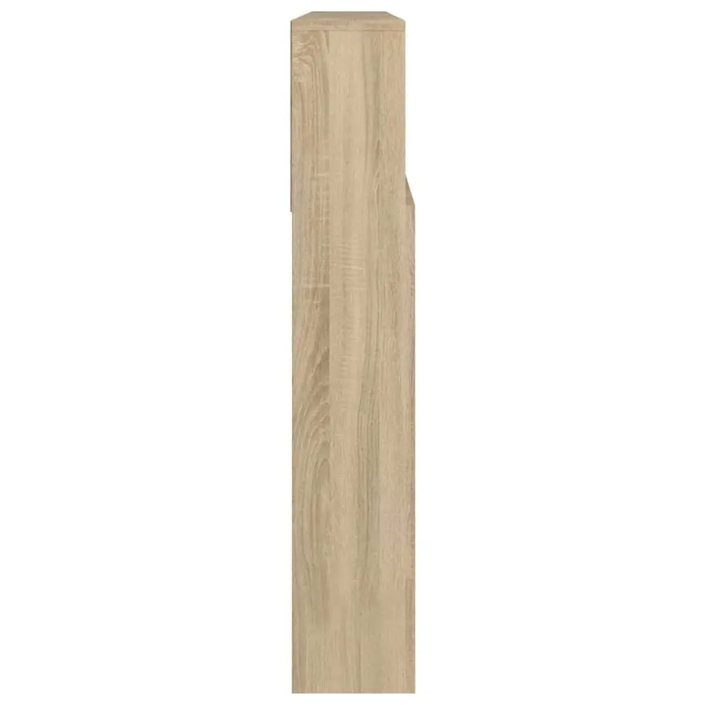 Headboard Cabinet Brown 220cm Wall-Mounted Engineered Wood Bedroom Storage