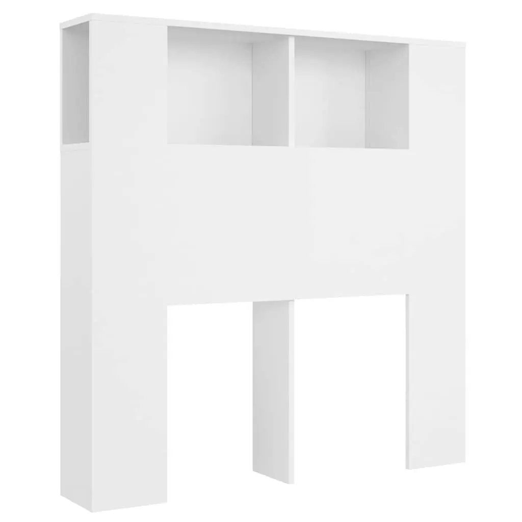 White Headboard Cabinet with Storage Compartments Bedroom Wall-Mounted Furniture