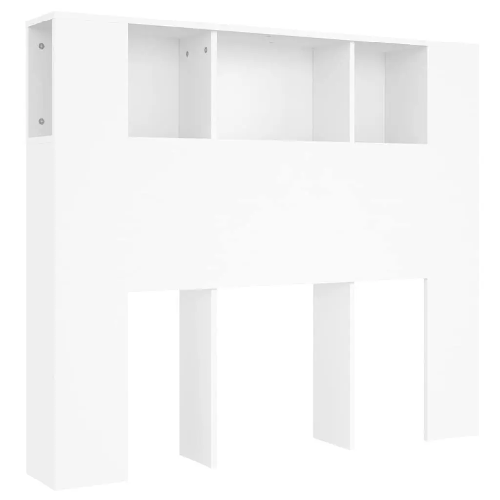 Wall-Mounted White Headboard Cabinet for Bedroom Storage