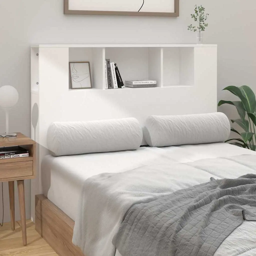 Wall-Mounted White Headboard Cabinet for Bedroom Storage