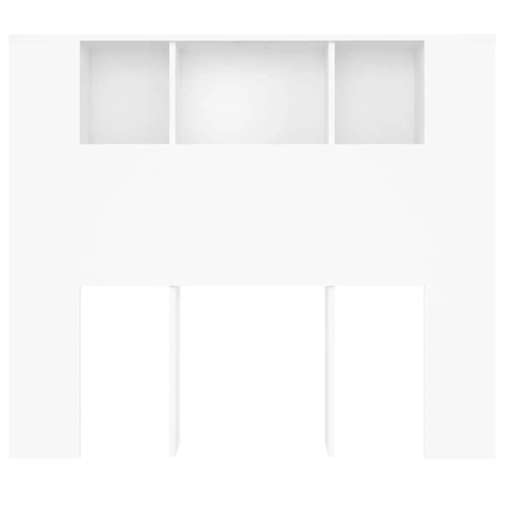 Wall-Mounted White Headboard Cabinet for Bedroom Storage