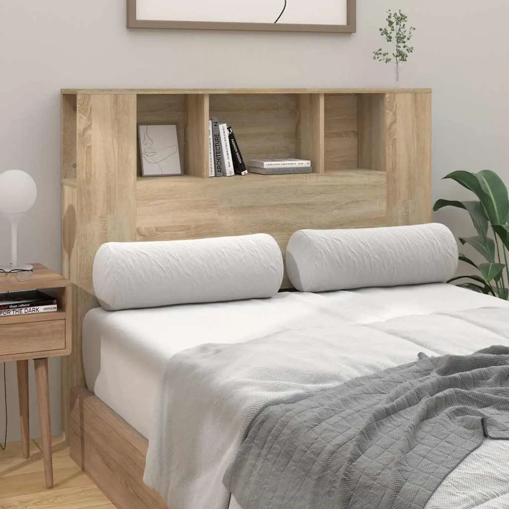 Headboard Cabinet 120cm Wall-Mounted Bedroom Storage Bookcase with Compartments