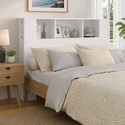White Wall-Mounted Headboard Cabinet 140cm