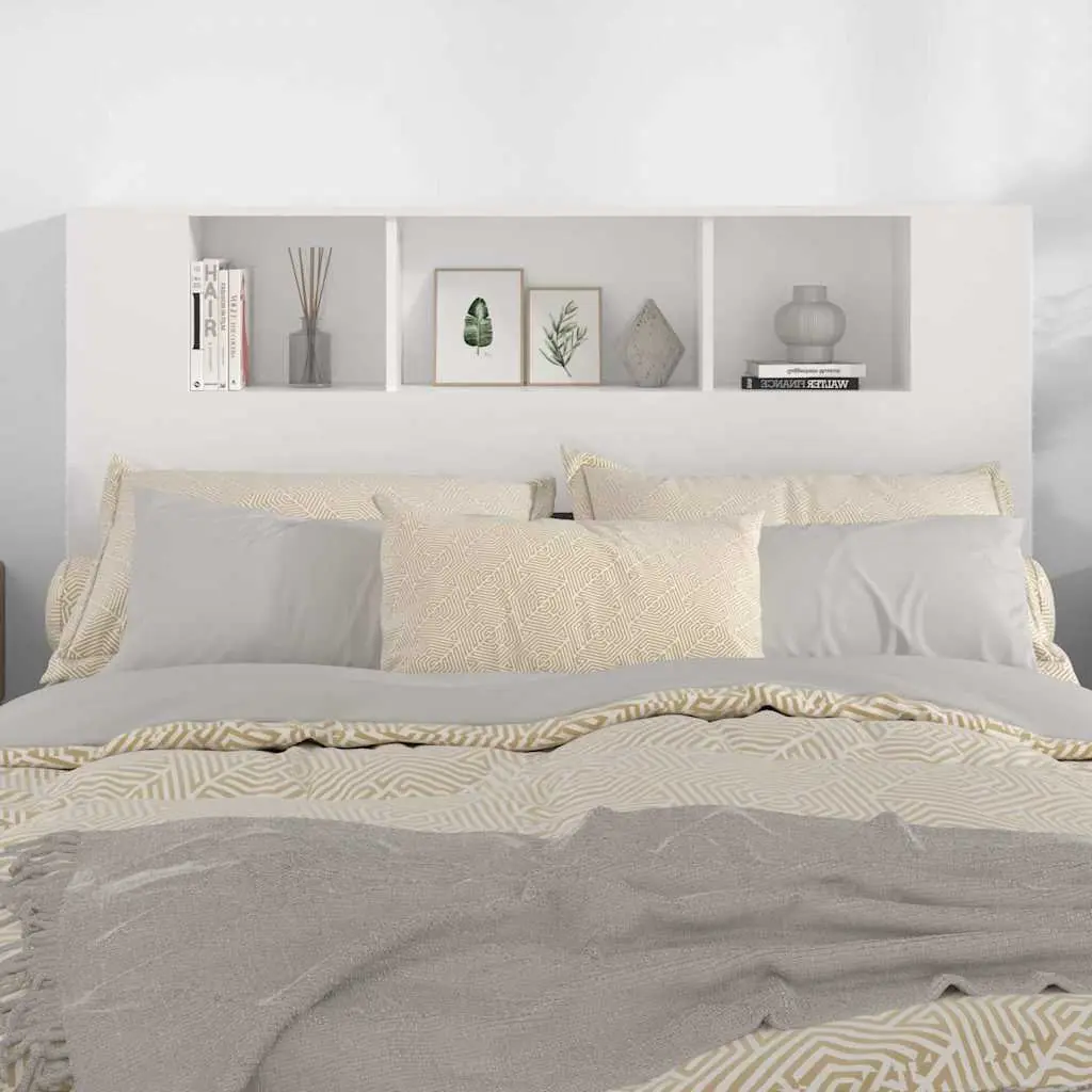 White Wall-Mounted Headboard Cabinet 140cm