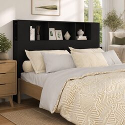 Black Wall-Mounted Headboard Cabinet 140cm