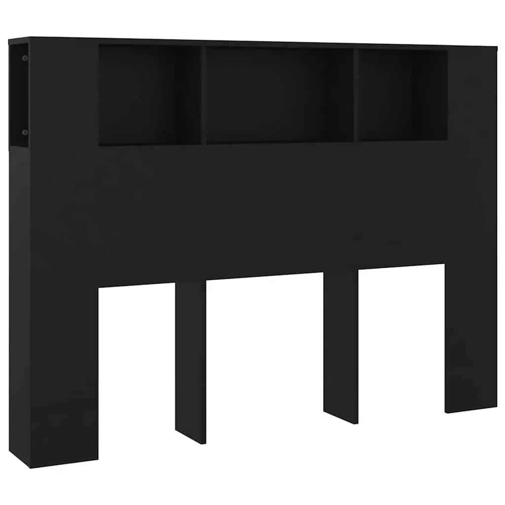 Black Wall-Mounted Headboard Cabinet 140cm
