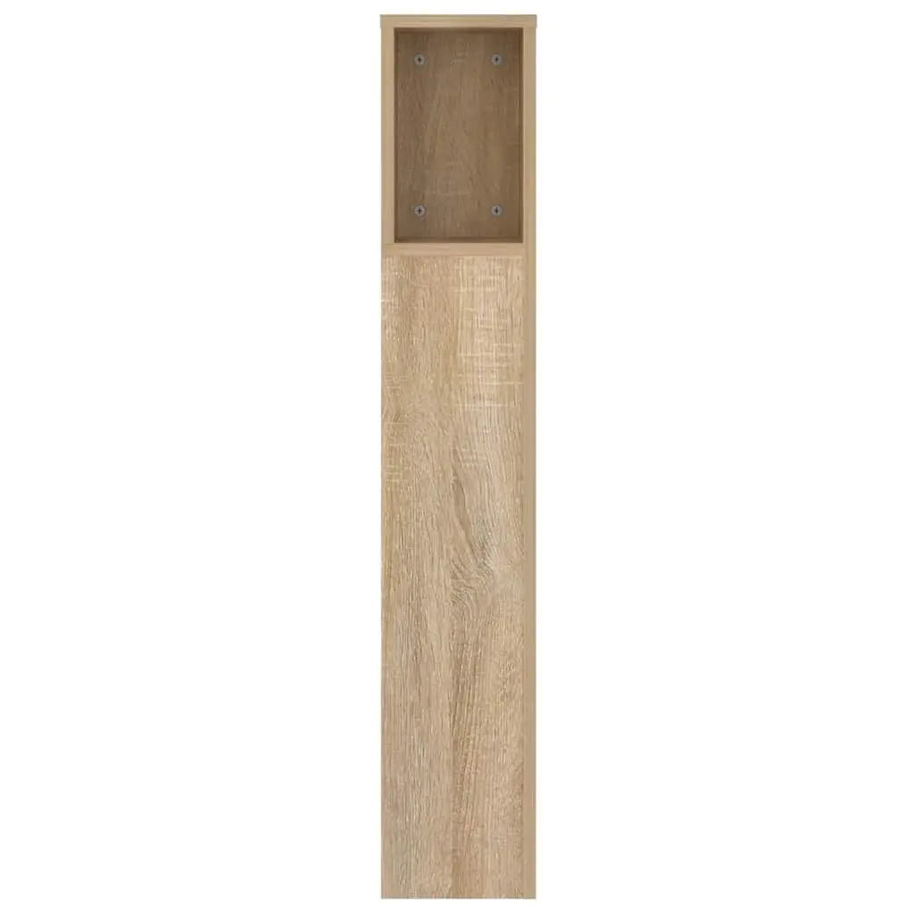 Brown Oak Wall-Mounted Headboard Storage Bookcase 140cm