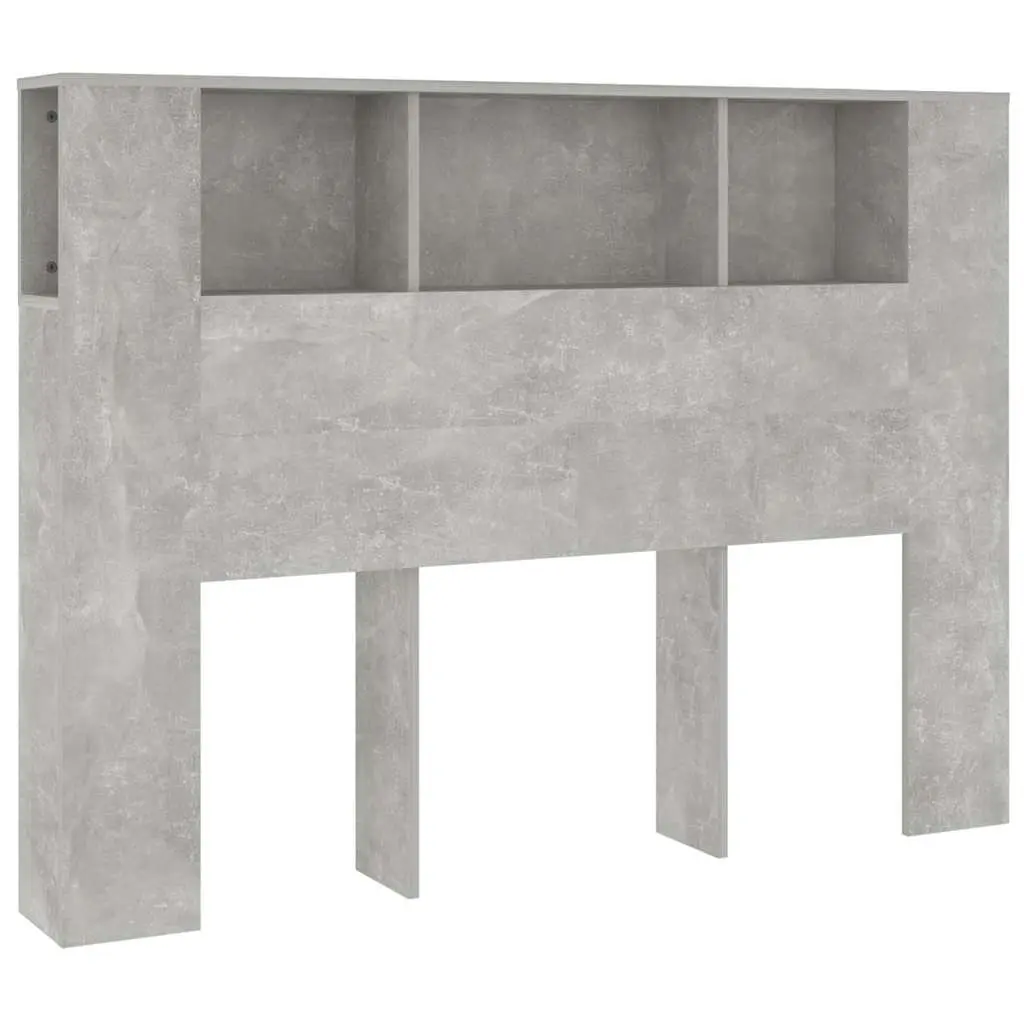 Grey Wall-Mounted Headboard Cabinet with Storage