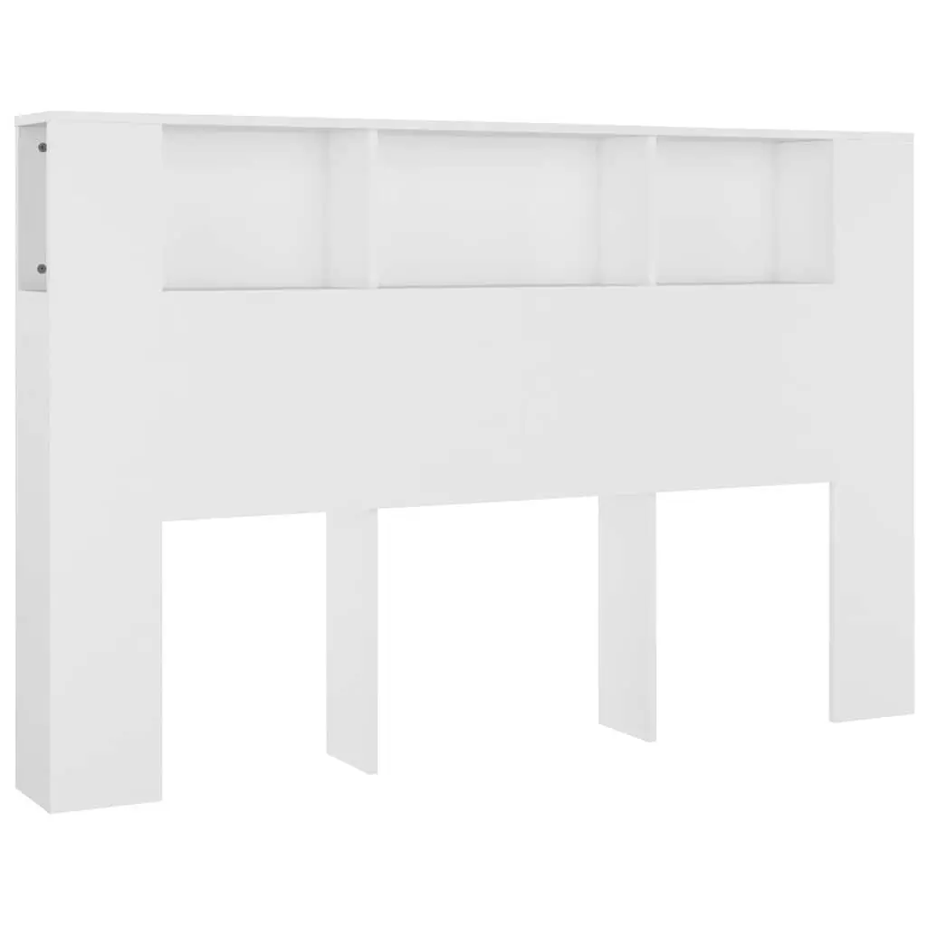 White Wall-Mounted Headboard Cabinet for Bedroom Storage