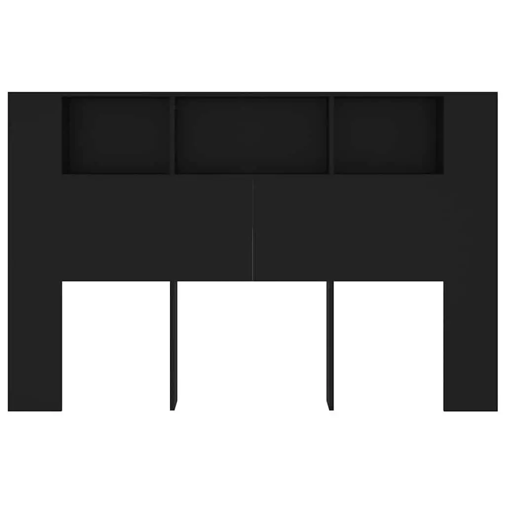 Headboard Cabinet Black 160cm Wall-Mounted Engineered Wood Bedroom Storage Bookcase