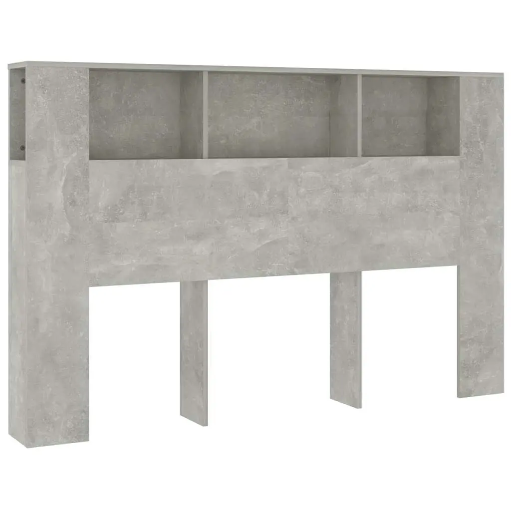 Grey Wall-Mounted Headboard Cabinet with Storage
