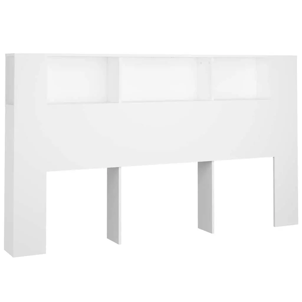 White Wall-Mounted Headboard Cabinet for Bedrooms