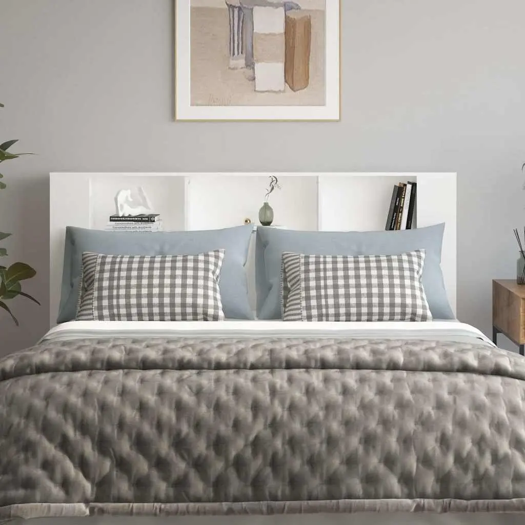 White Wall-Mounted Headboard Cabinet for Bedrooms