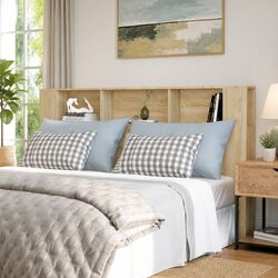 Brown Wall-Mounted Headboard Cabinet with Storage