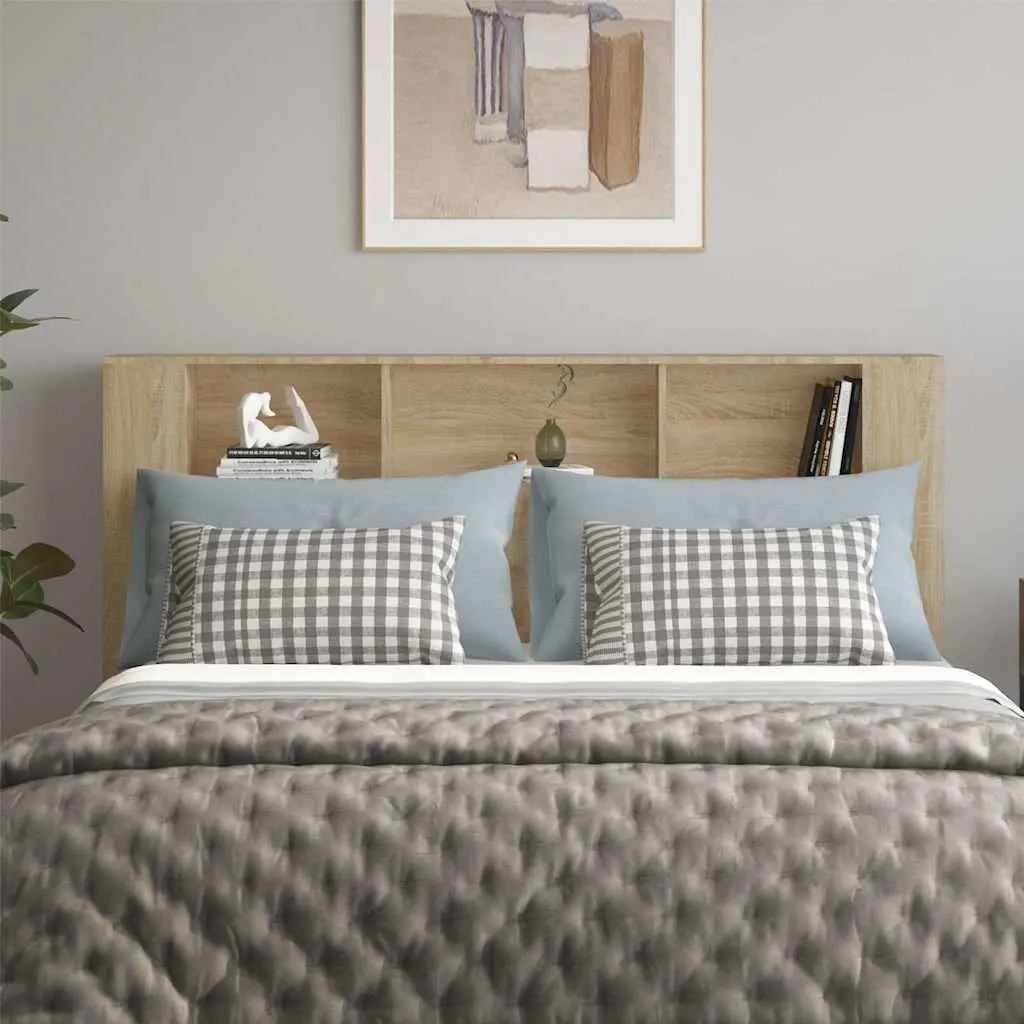Brown Wall-Mounted Headboard Cabinet with Storage