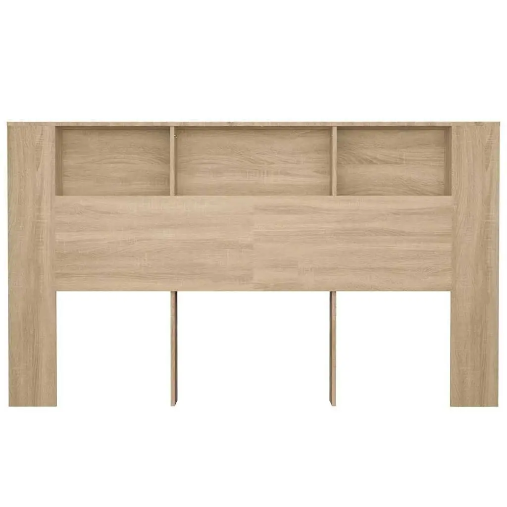 Brown Wall-Mounted Headboard Cabinet with Storage