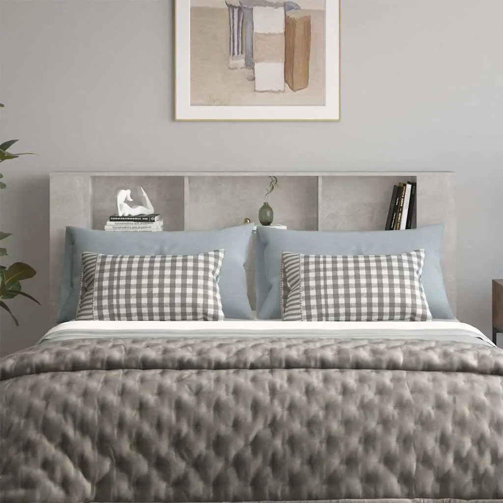 Grey Wall-Mounted Headboard Cabinet for Bedroom Storage