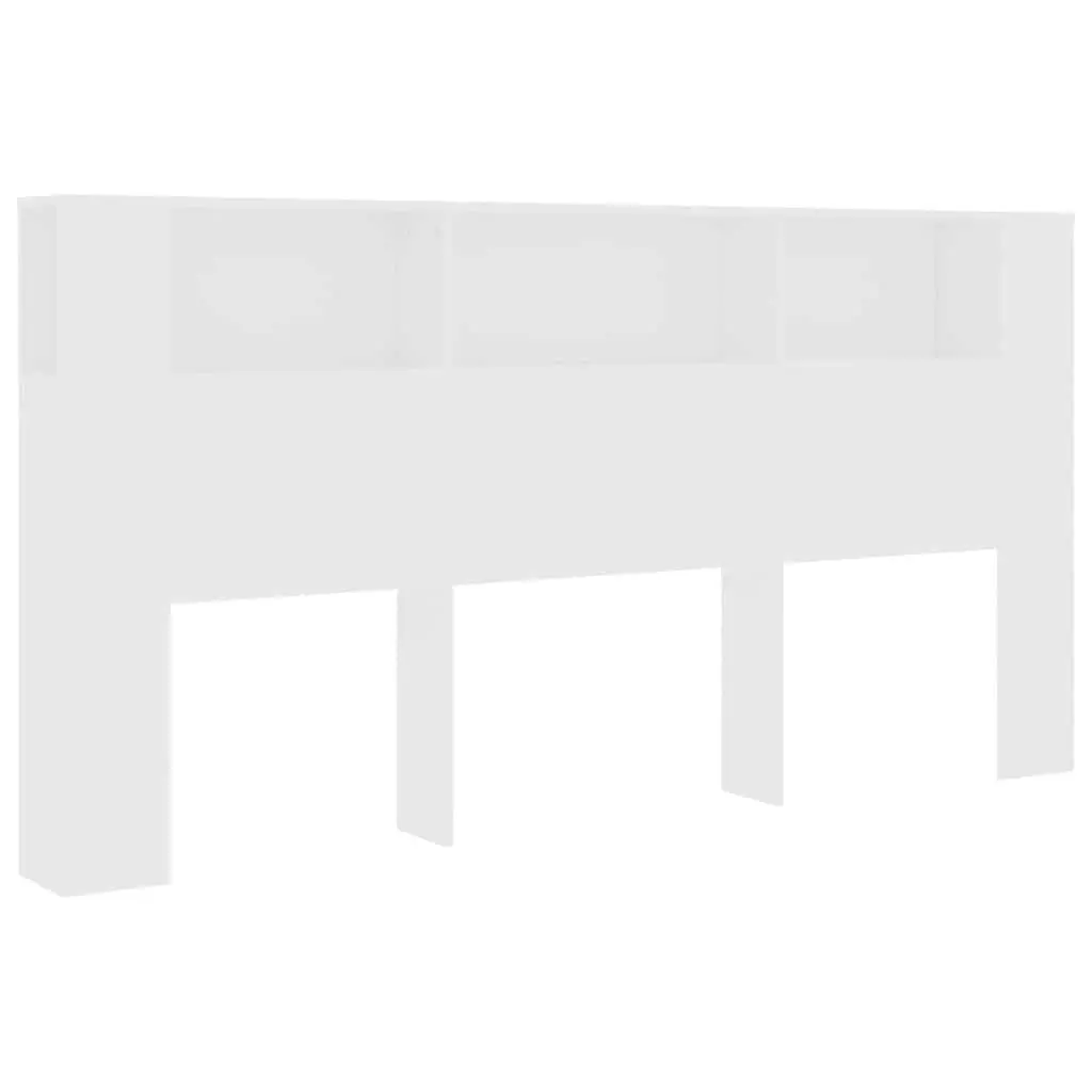 White Headboard Cabinet 200cm Wall Storage Unit