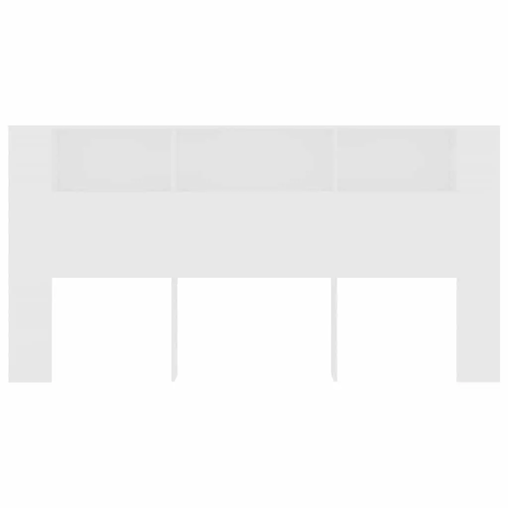 White Headboard Cabinet 200cm Wall Storage Unit