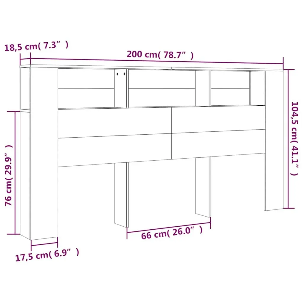 White Headboard Cabinet 200cm Wall Storage Unit