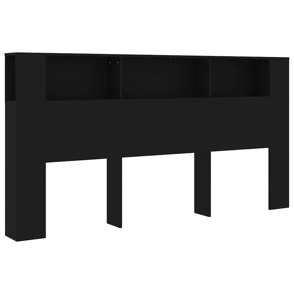 Black Wall-Mount Headboard Cabinet with Storage