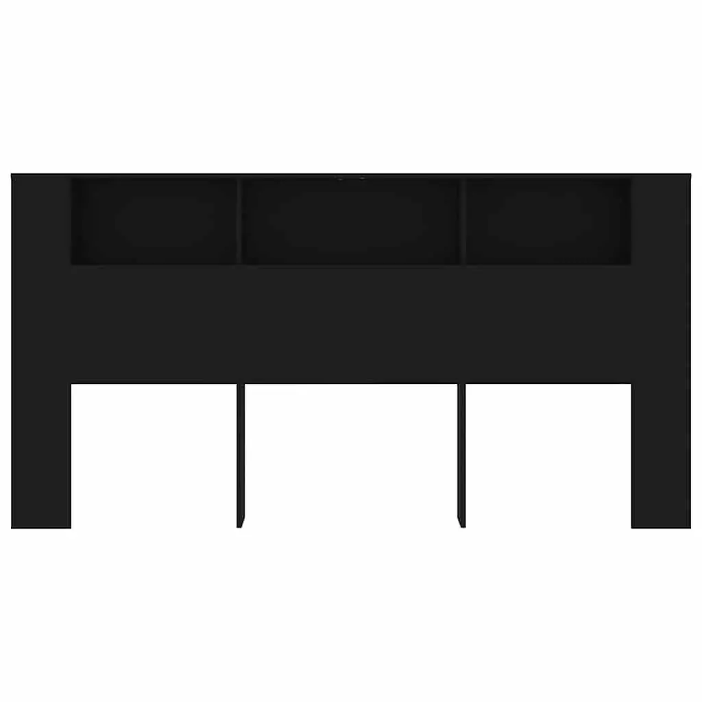 Black Wall-Mount Headboard Cabinet with Storage